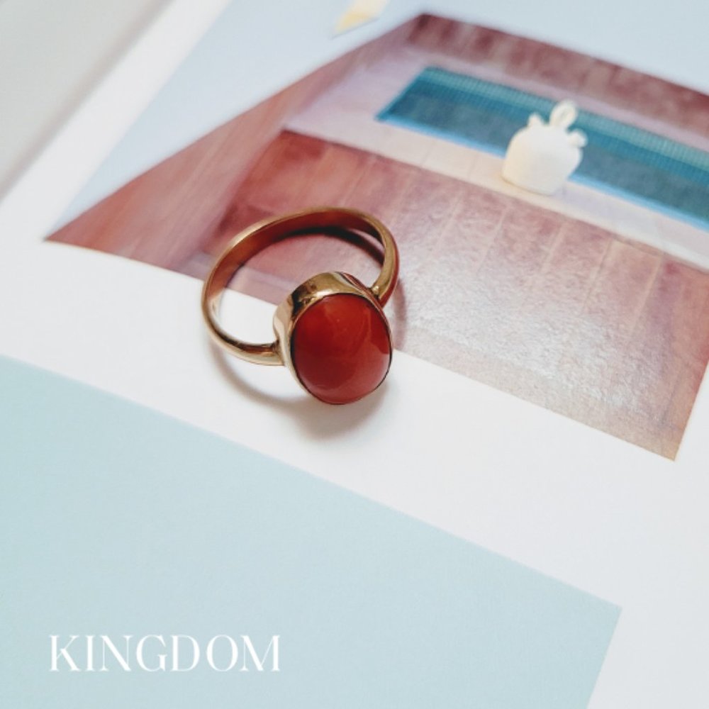 Red Coral Gold Ring
